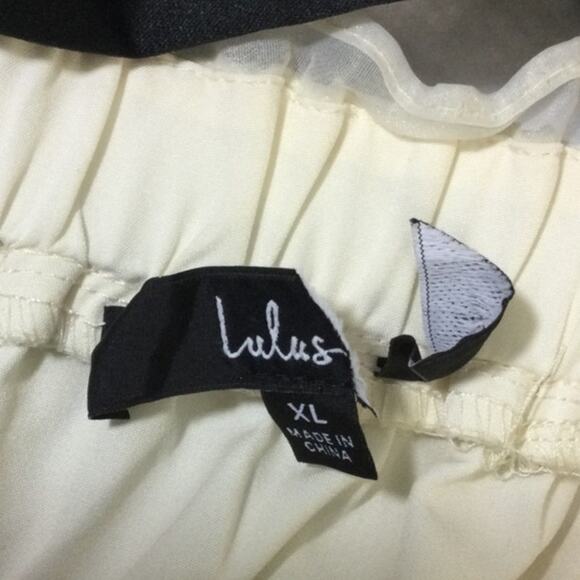 LULU'S XL Deluxe Vision Ivory and Black Tiered Bow Shift Mini Dress NWT B148 - Picture 6 of 8